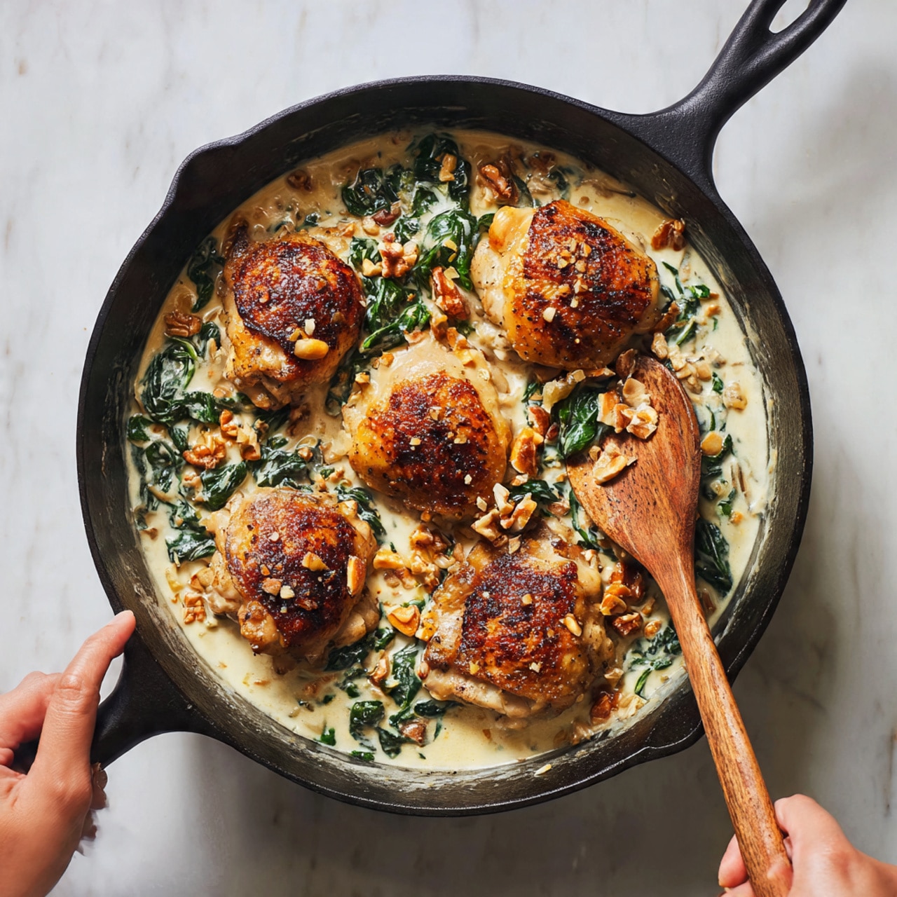 Garlic Butter Chicken with Spinach and Bacon Recipe