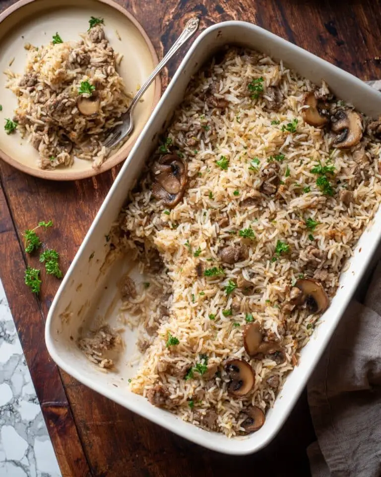 Steak and Mushroom Baked Rice Recipe