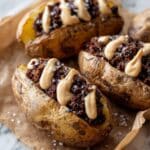Mushroom Swiss Cheeseburger Stuffed Potatoes with Dijonnaise Recipe