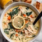 Refreshing Lemon Chicken Orzo Soup with Spinach and Veggies Recipe
