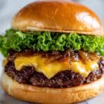 Steakhouse BBQ Burgers with Beer Caramelized Onions Recipe