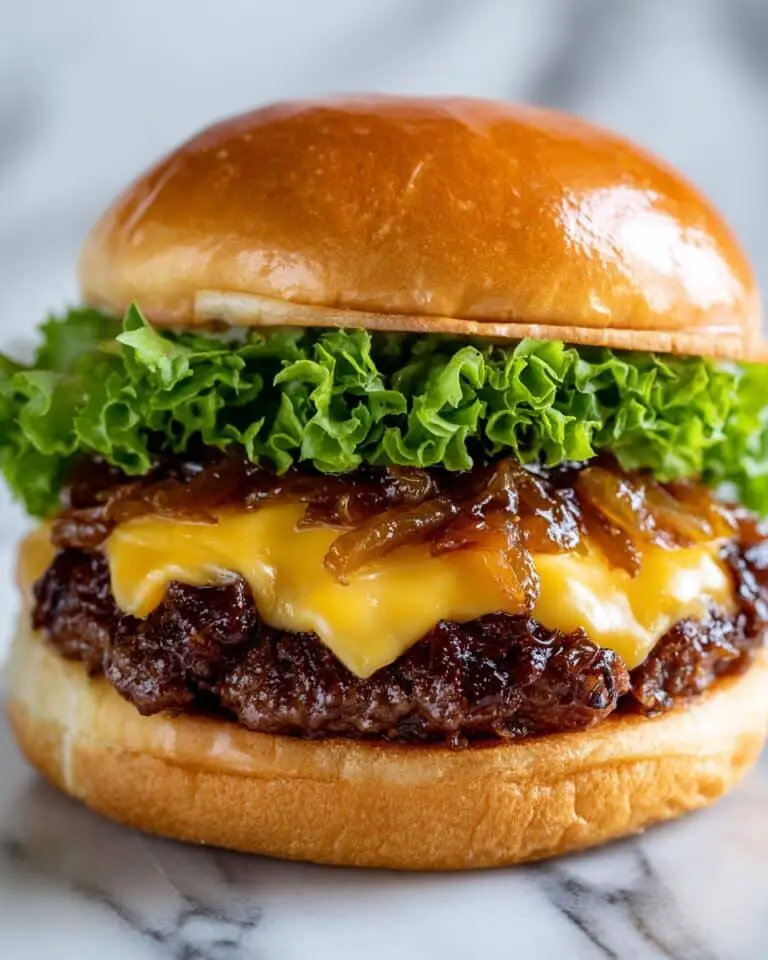 Steakhouse BBQ Burgers with Beer Caramelized Onions Recipe