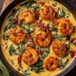 Tuscan Shrimp in Creamy Garlic Sauce with Spinach and Sun-Dried Tomatoes Recipe