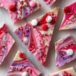 Pink Chocolate Bark with Hearts and Sprinkles Recipe