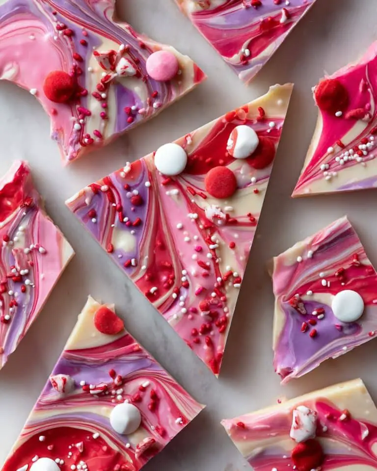 Pink Chocolate Bark with Hearts and Sprinkles Recipe