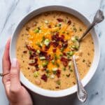 Beef & Smoked Cheddar Potato Soup Recipe