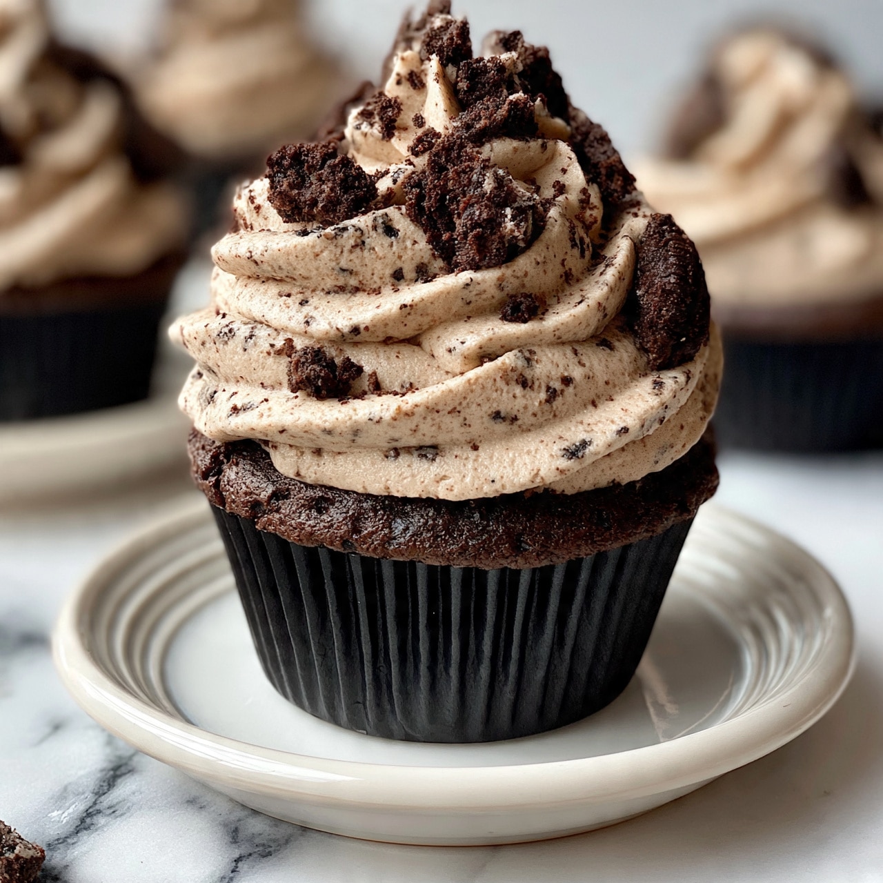 Oreo Cupcakes with Cookies-and-Cream Frosting Recipe - Recipe Image