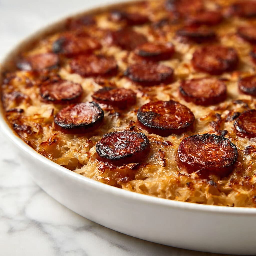 Baked Sausage with Sauerkraut and Apples Recipe