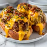 Bourbon BBQ Beef Cheeseburger Meatball Subs Recipe