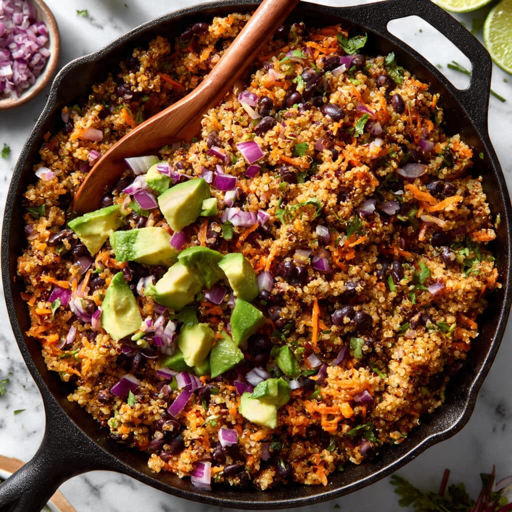 One-Pan Mexican Quinoa with Black Beans, Corn, and Tomatoes Recipe