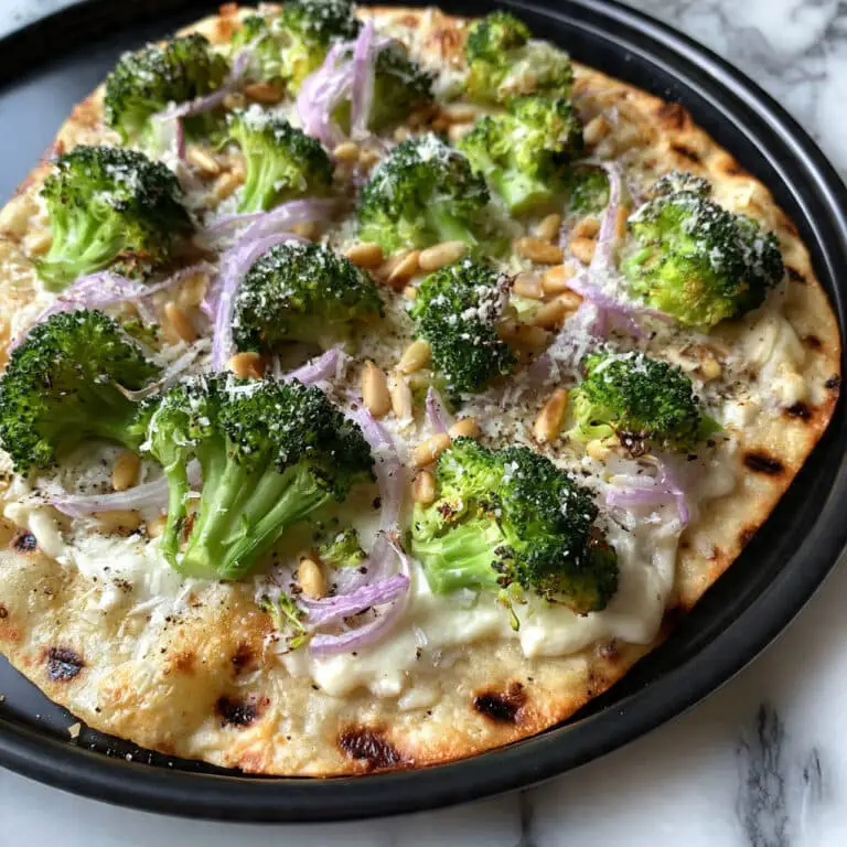 Broccoli White Pizza with Creamy Ricotta and Mozzarella Recipe
