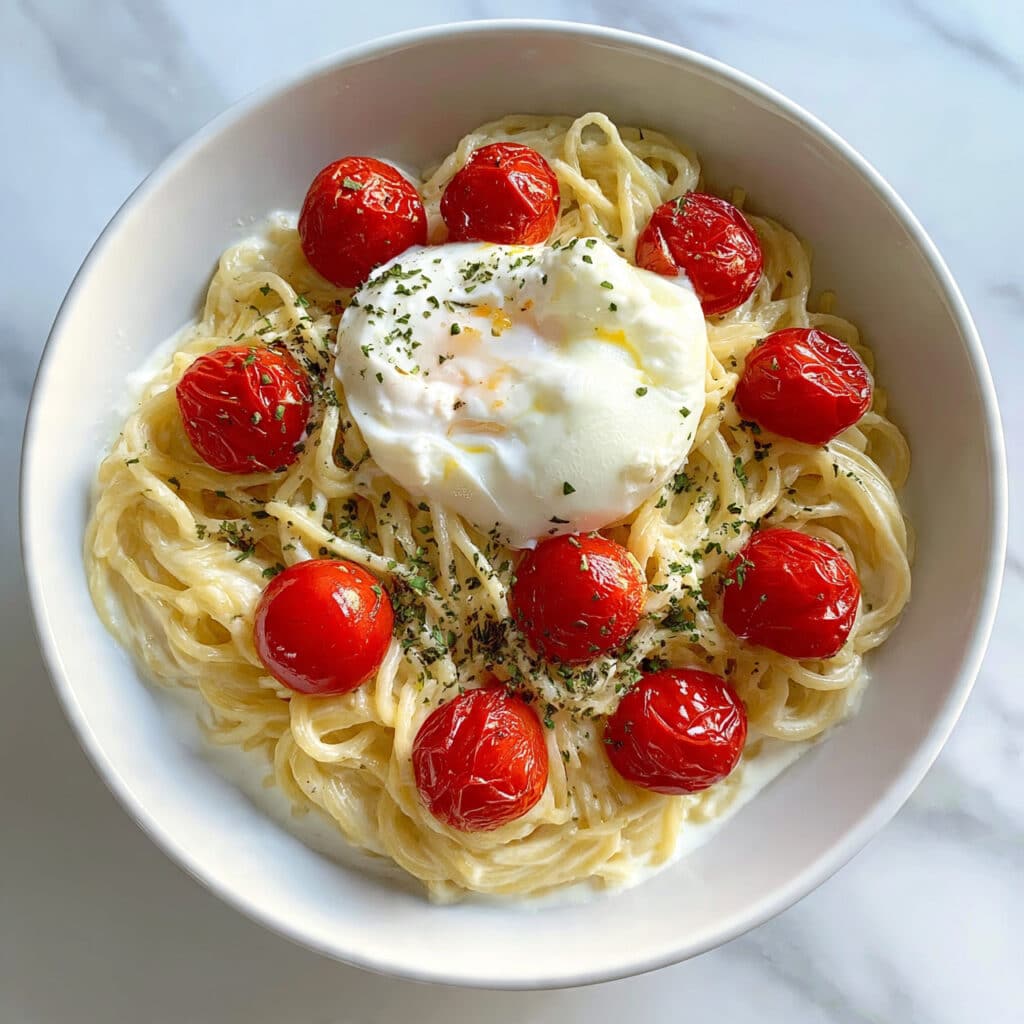 Chicken Spaghetti with Burrata and Lemon Butter Garlic Sauce Recipe