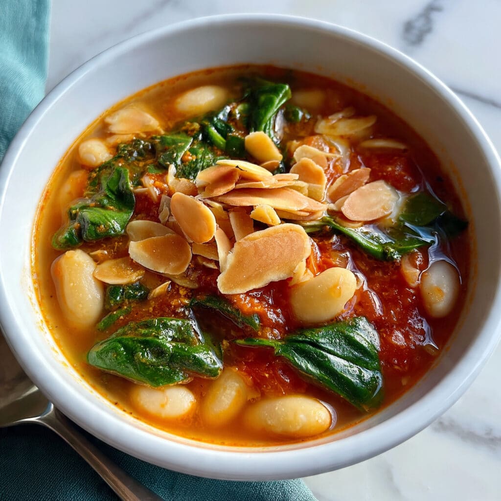 Mediterranean White Bean Soup with Lemon and Spinach Recipe