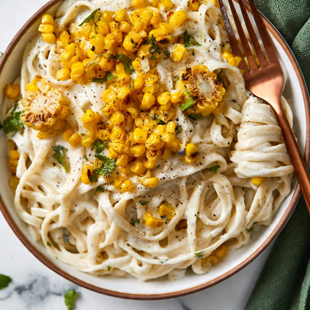 Creamy Cilantro and Corn Fettuccine Recipe