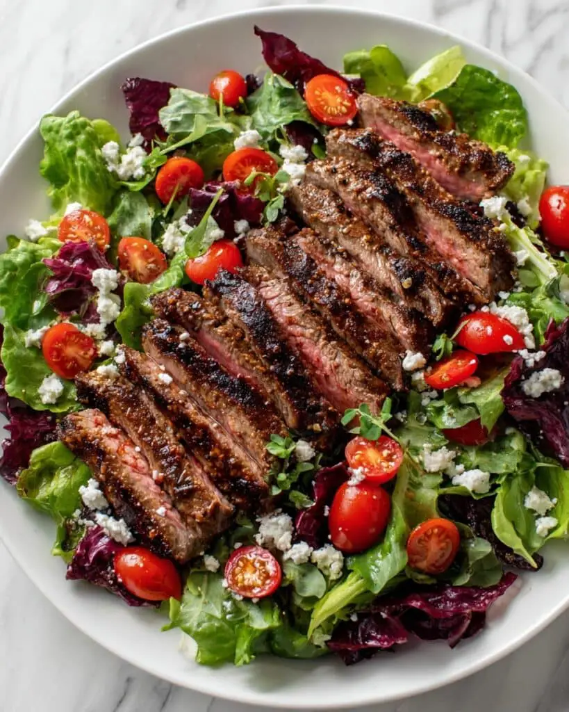 Balsamic Steak Gorgonzola Salad with Grilled Corn Recipe