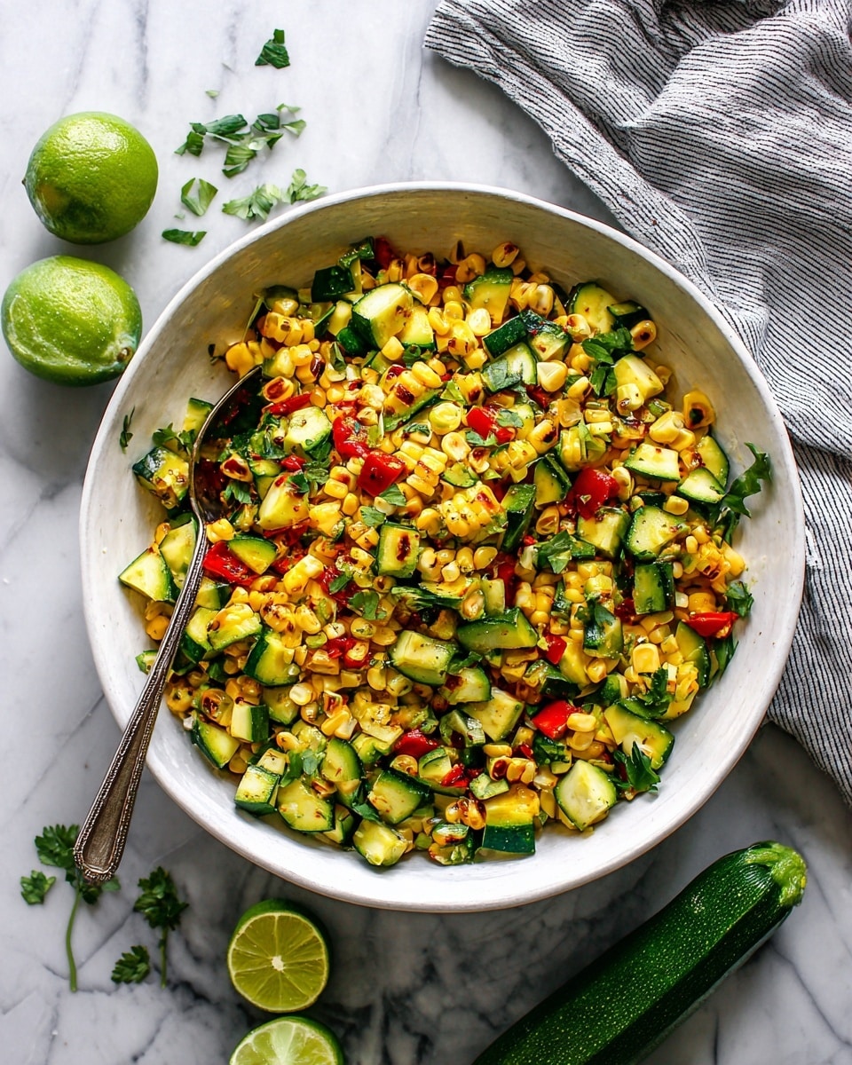 Grilled Zucchini Salad with Corn, Tomatoes, and Feta Recipe