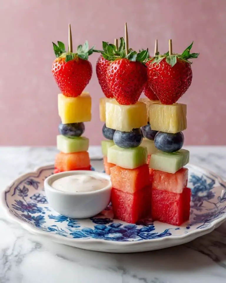 Fruit Kebabs with Creamy Honey-Yogurt Dip Recipe