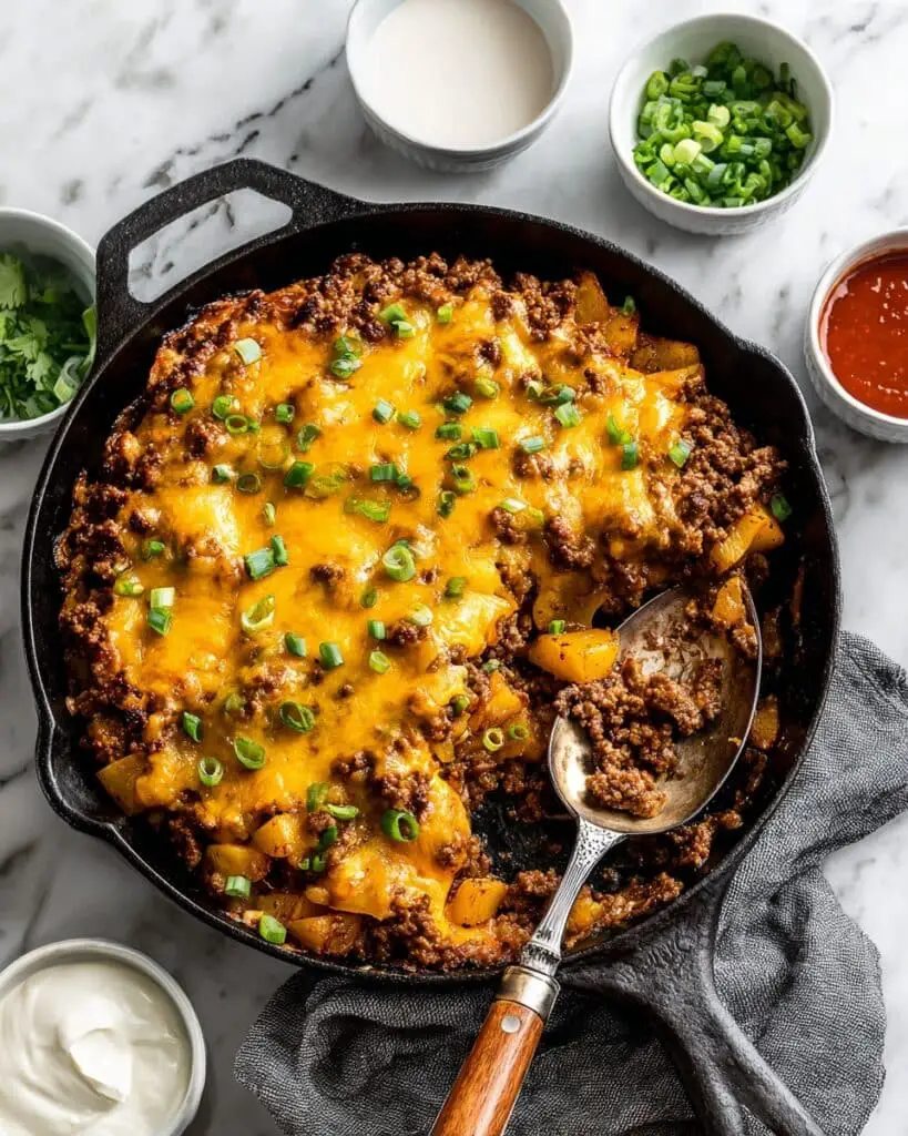 Easy Ground Beef Skillet Pasta Alfredo Recipe