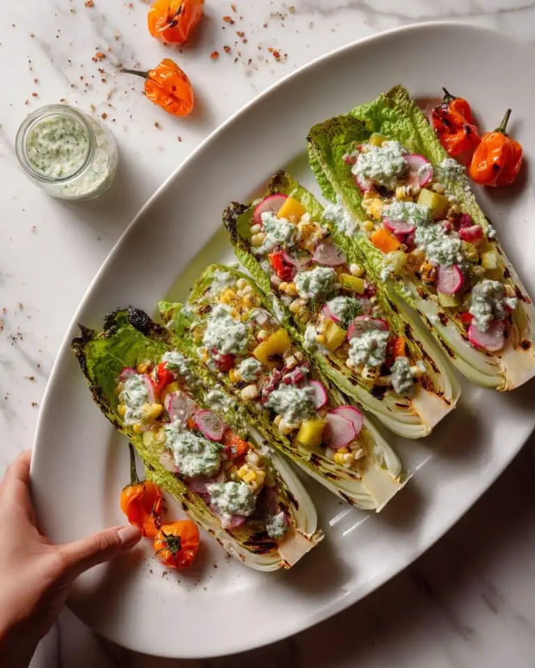 Grilled Romaine Salad with Cherry Tomatoes, Avocado, and Lemon-Dijon Dressing Recipe