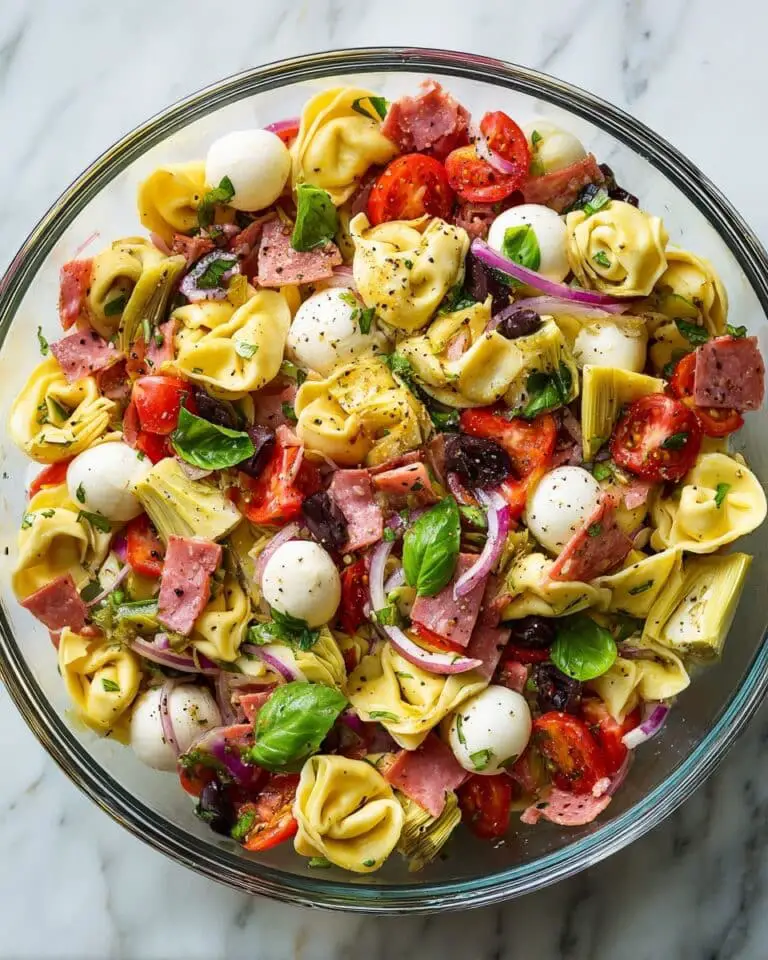 Summer Tortellini Salad with Fresh Vegetables and Zesty Italian Dressing Recipe