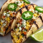 Grilled Corn Tacos with Black Beans, Avocado, and Lime Crema Recipe