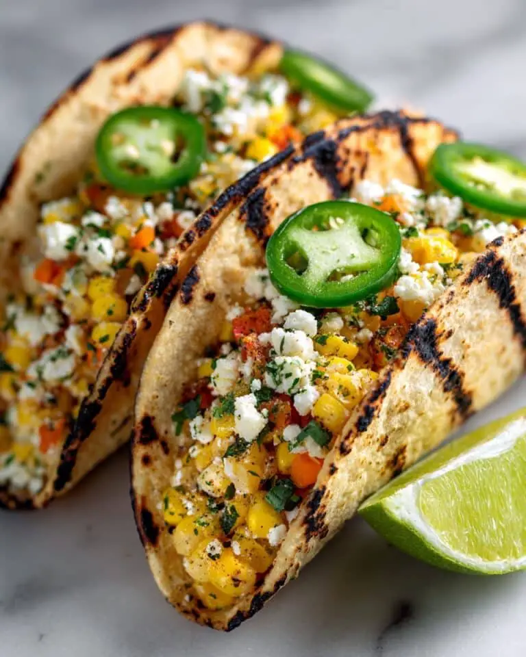 Grilled Corn Tacos with Black Beans, Avocado, and Lime Crema Recipe