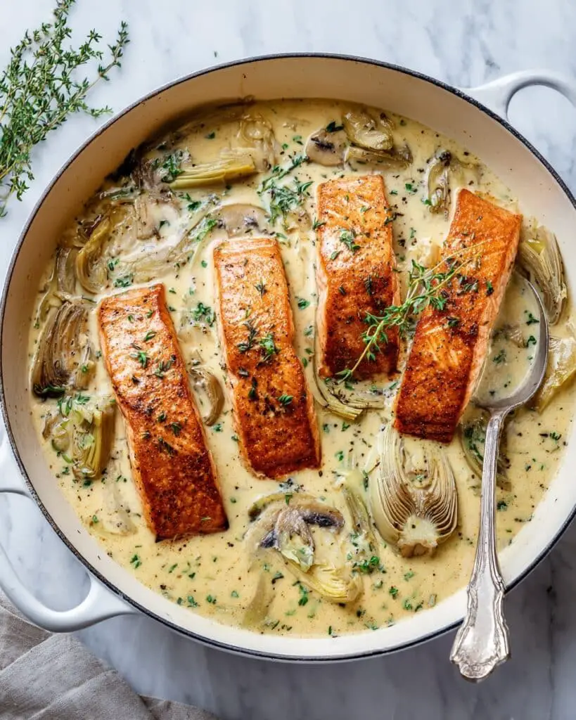 Spinach Artichoke Salmon Skillet Recipe