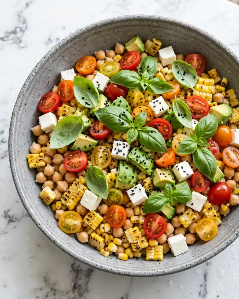 Corn, Tomato, and Avocado Chickpea Salad Recipe