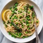 Pea and Asparagus Pasta with Lemon-Garlic Sauce Recipe