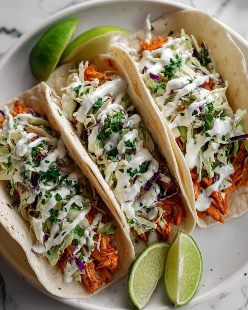 Spicy Shrimp Tacos with Garlic and Cilantro Lime Slaw Recipe
