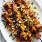 Grilled Steak Satay Skewers with Creamy Peanut Curry Sauce Recipe