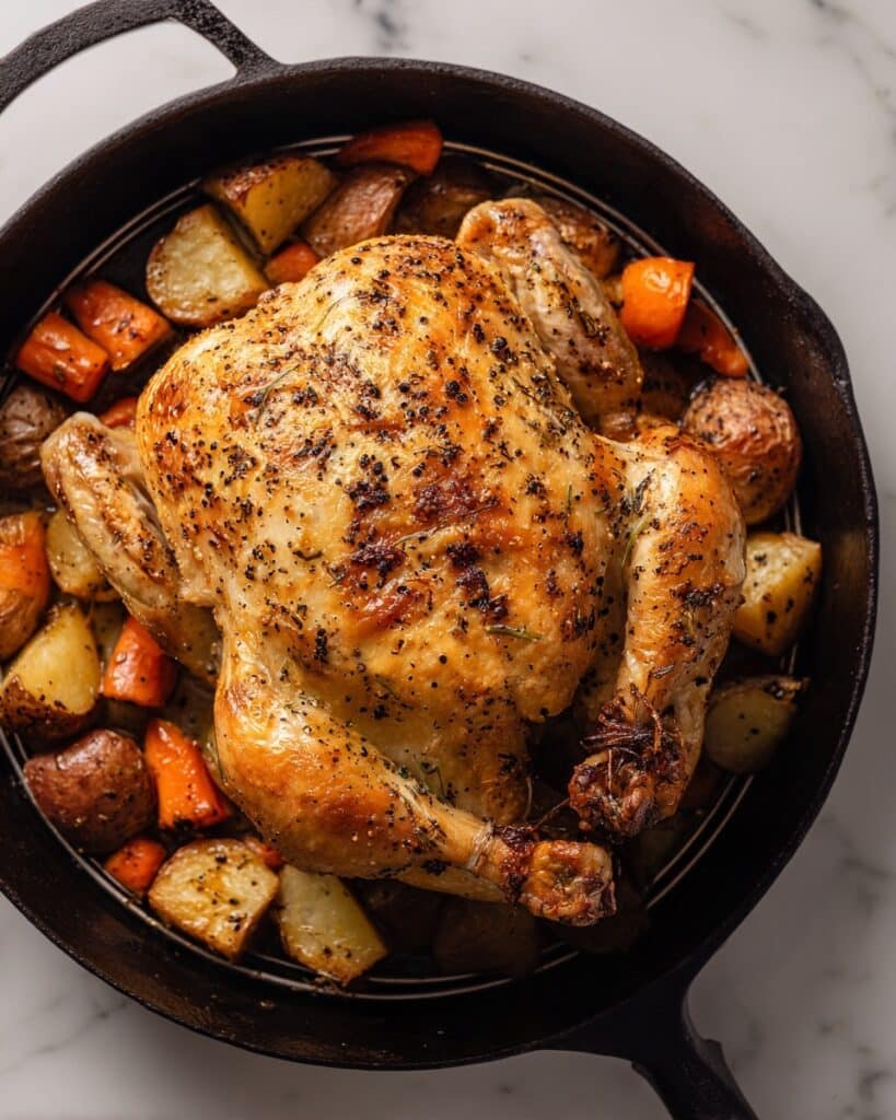 Greek Lemon Garlic Whole Roast Chicken Recipe