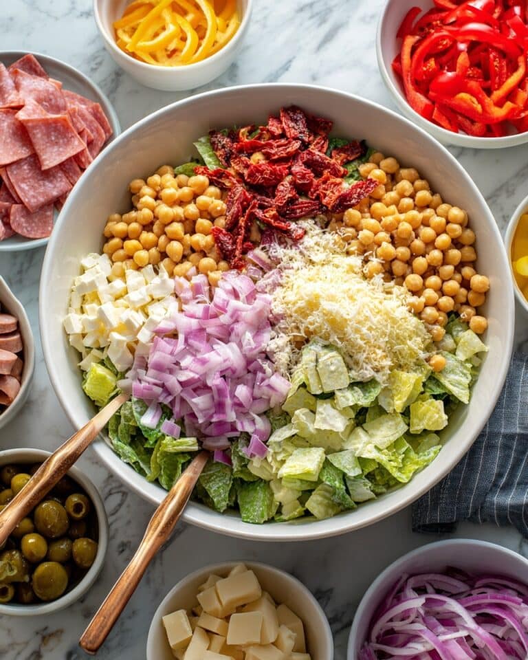 Italian Chopped Salad with Fresh Vegetables, Chickpeas, and Mozzarella Recipe