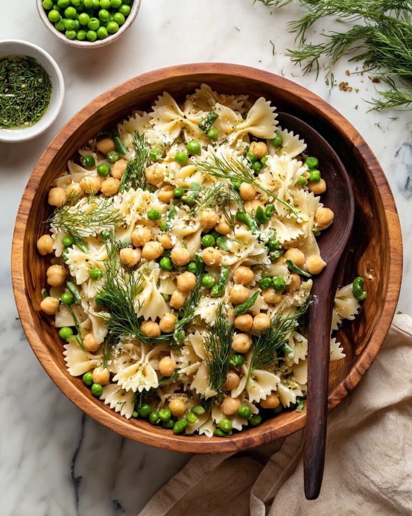 Green Pasta Salad with Edible Flowers and Lemon Herb Dressing Recipe