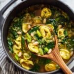 Brothy Tortellini Soup with Spinach and White Beans Recipe