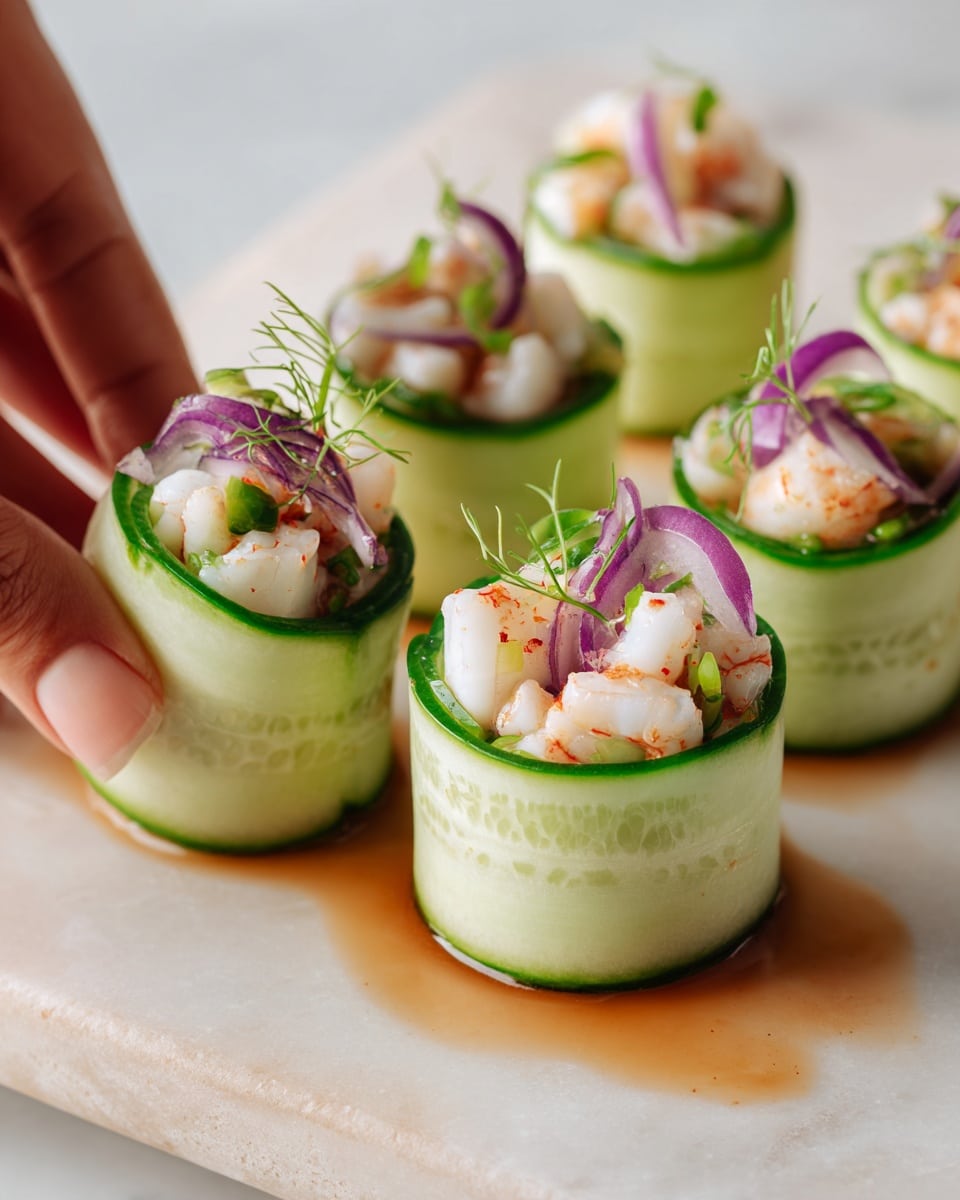 Healthy Buffalo Chicken Cucumber Rolls Recipe